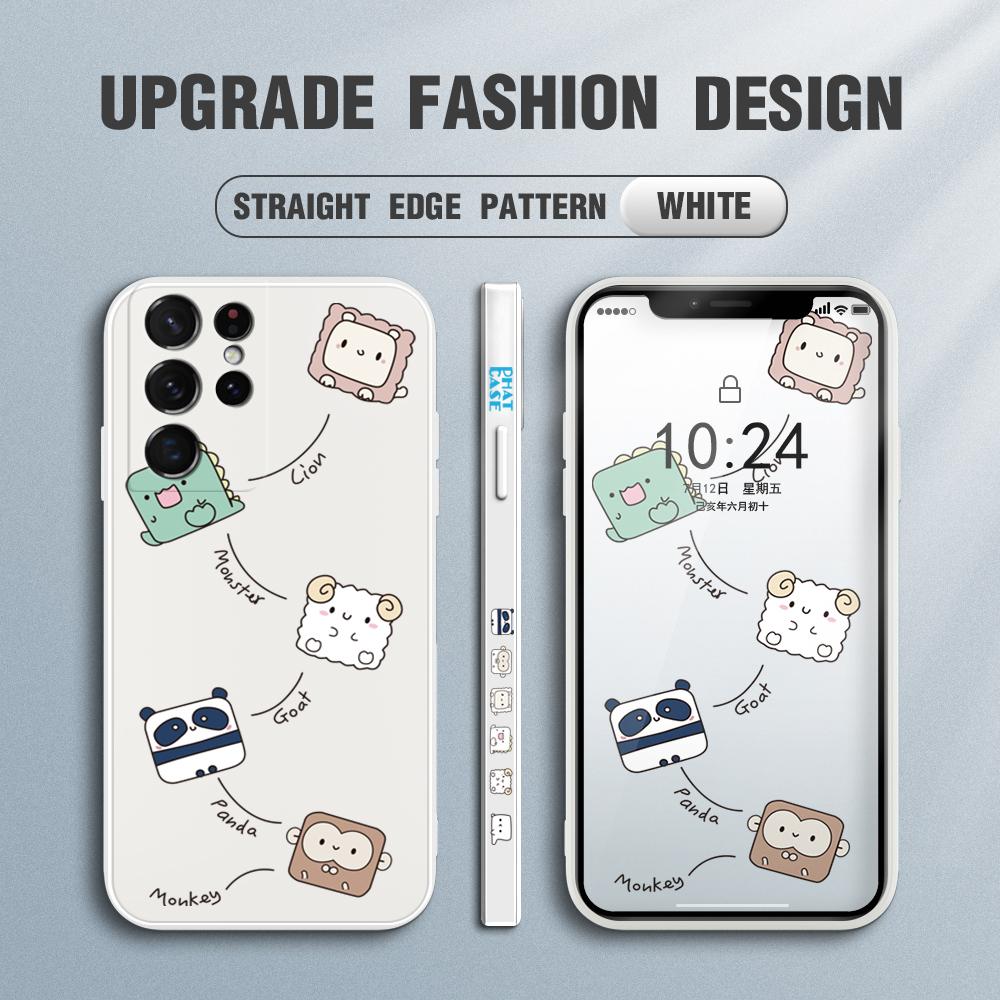 Милый мультяшный квадратный чехол с изображением животных, панды, обезьяны, овцы, дизайн телефона, квадратный край, жидкий силиконовый чехол, полное покрытие, чехол для камеры