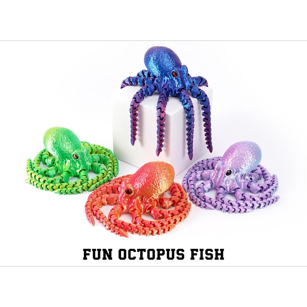 3D Печать Фигурки Осьминога Игрушки Многосуставные Подвижные Симуляция Глаз Игрушка-антистресс Модель Животного Настольный Фестиваль Вечеринка Подарок для Детей