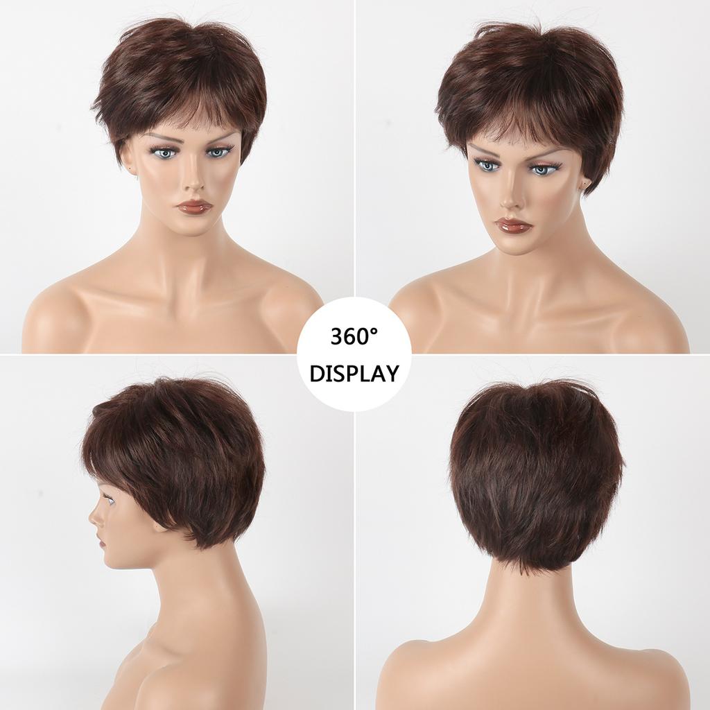 Европейские и американские парики женские короткие волосы, ржаво-коричневые белые женские повседневные парики из химического волокна
