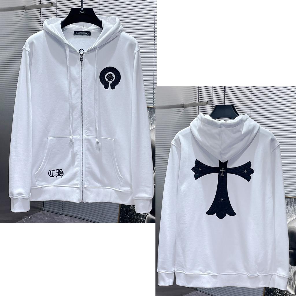 8632 CHROME HEARTS 2025 Новинка Весна и Осень Плюс Размер Тонкий Стиль Классический Стиль Логотип Молния Свитшот С Капюшоном Для Пар