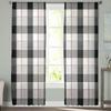 Black Grey Plaid Tulle Curtains For Living Room Bedroom Modern Chiffon Sheer Kitchen Curtains