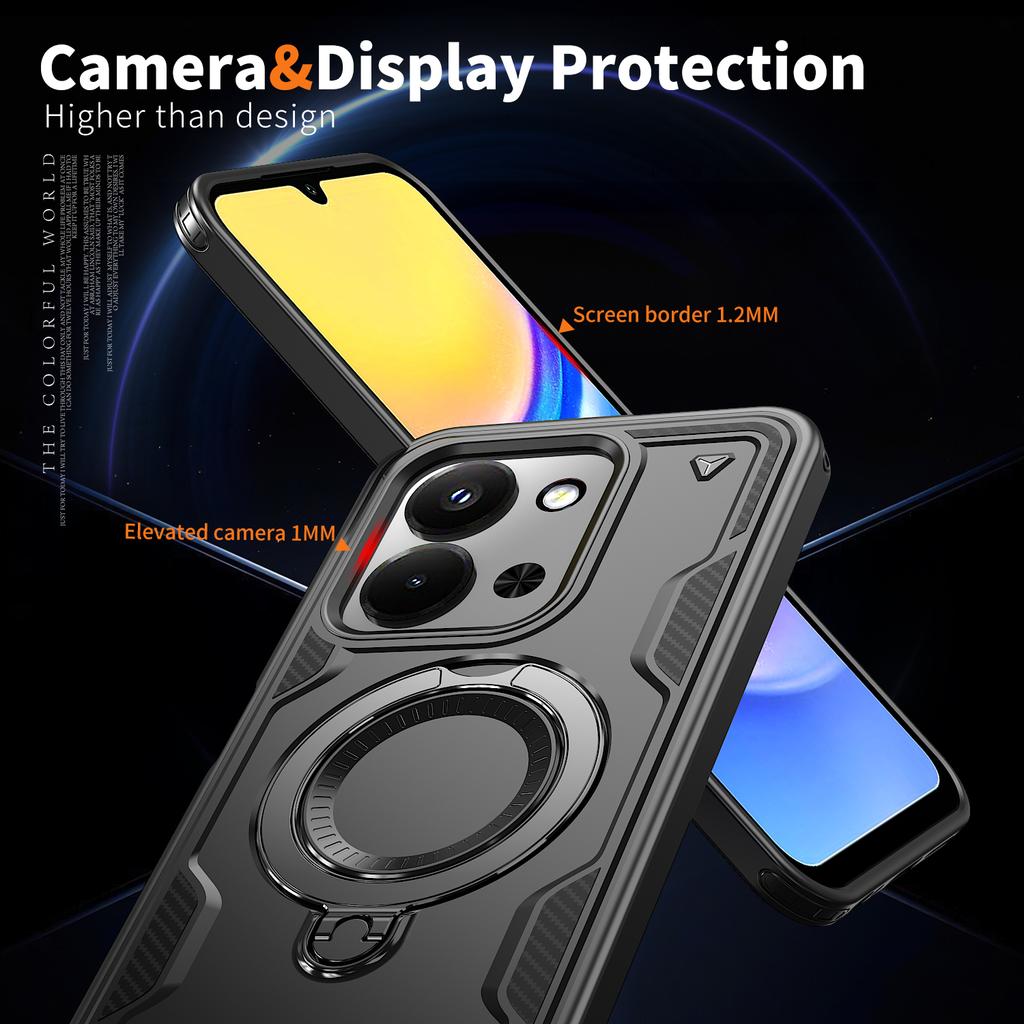 Для Xiaomi Poco C85 4G Redmi 15C 6.9 дюйма Чехол Броня Противоударный Вращающийся на 360° Магнитный Держатель TPU Рамка Пластиковая Крышка для Телефона