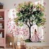 Flower Tree Butterfly Girl Creative Wall Sticker Bedroom Living Room Home Decoration Wall Sticker Self-adhesive