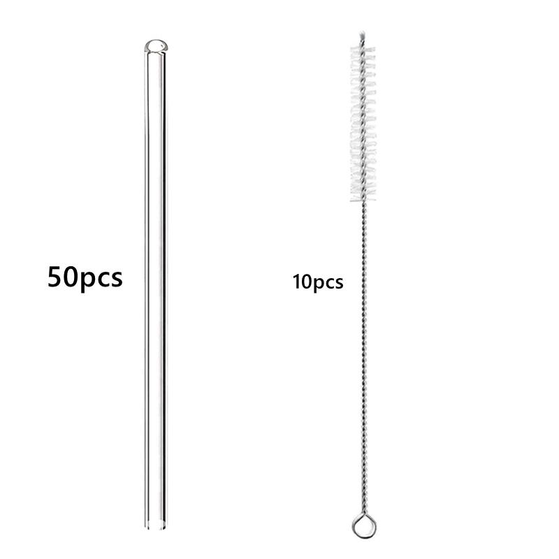 50 шт. разноцветных многоразовых стеклянных трубочек длиной 20 см. Экологичные трубочки для смузи, трубочки для коктейлей, принадлежности для напитков, барная посуда