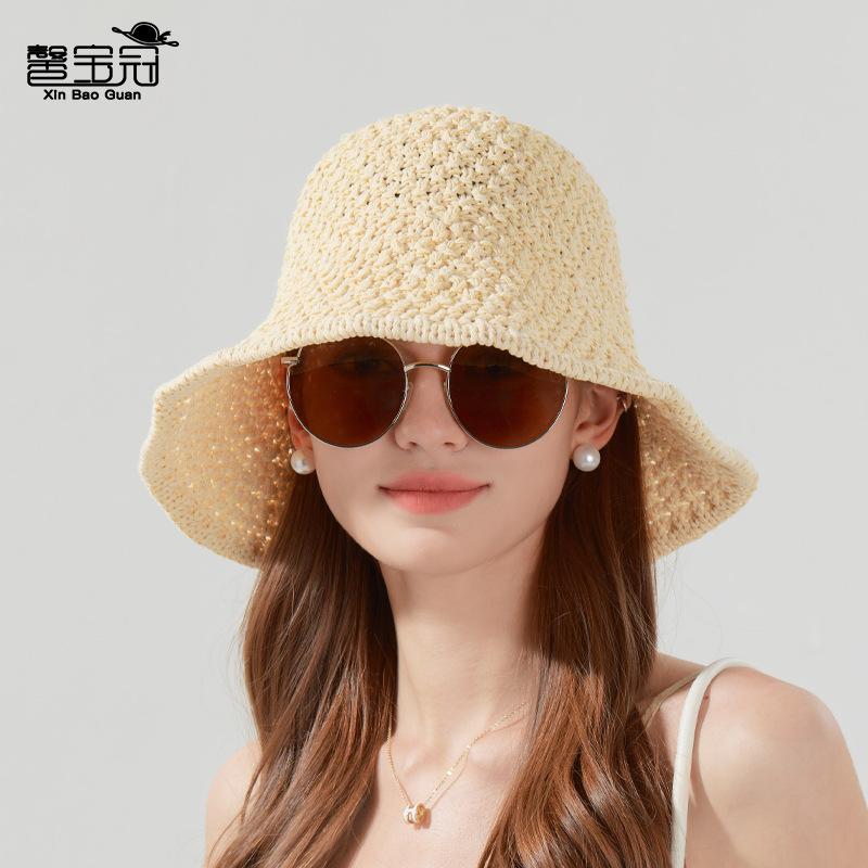 Летняя плетеная шляпа от солнца женская для лица маленькая панама с защитой от солнца повседневная универсальная панама из соломы пляжная шляпа