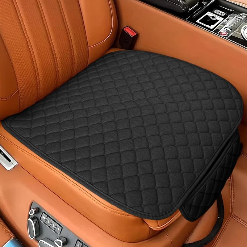 Car Seats Cover, Comfortable Linen Front Seat Cushion Pad With Storage Pocket, Breathable Anti-Slip Seat Protector, Four Seasons Universal Auto