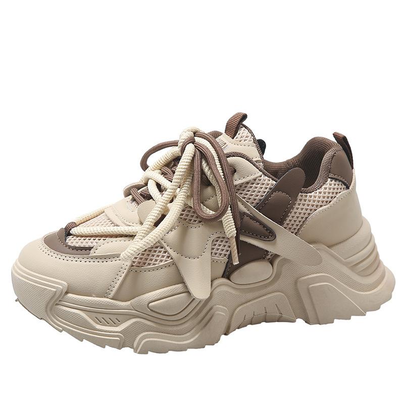 Туфли на толстой подошве для женщин, весенний стиль, модные, универсальные, увеличивающие рост, привлекающие внимание, небольшие спортивные, беговые и повседневные туфли