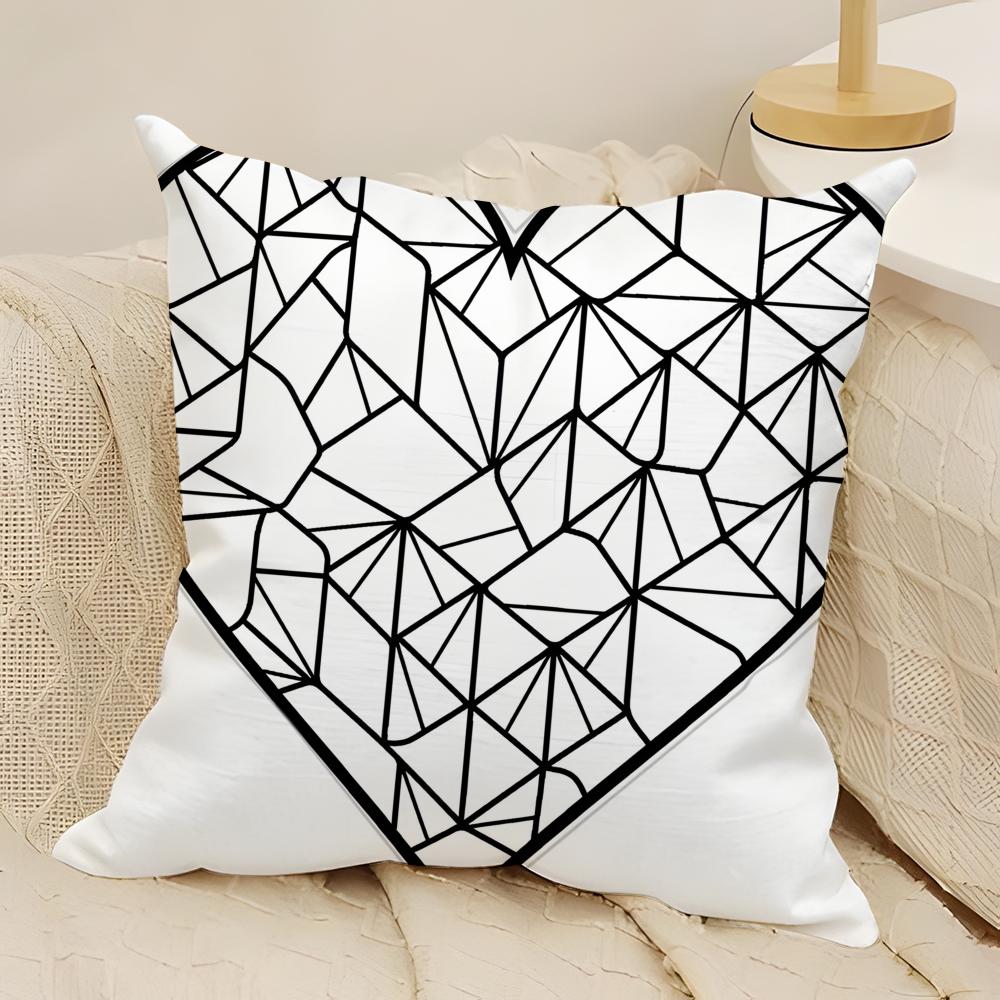 Geometric Heart Decor Pillow Case Natural Linen DoubleSided Printing Sofa Home Decor Cushion Cover