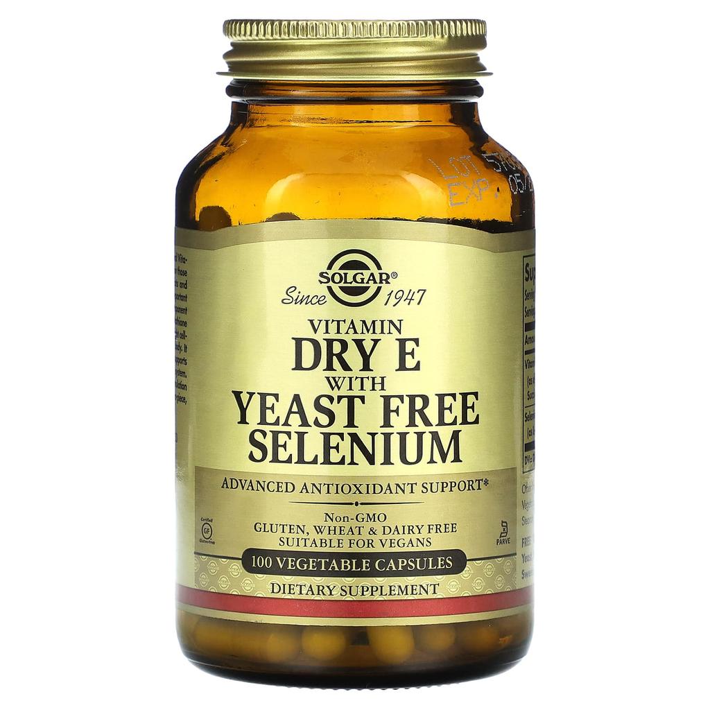Vitamin Dry E with Yeast Free Selenium, 100 Veggie Caps