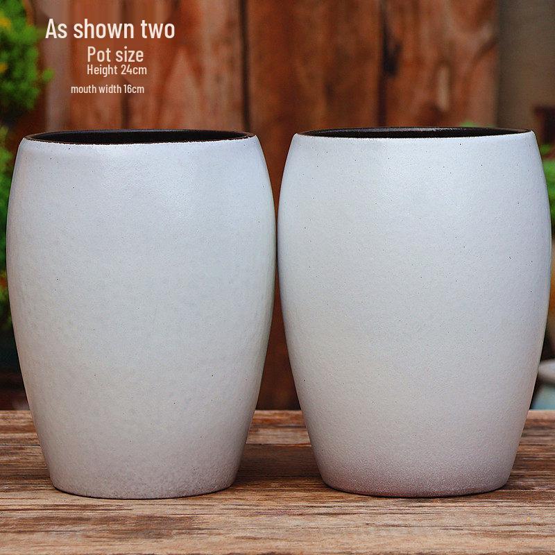 Керамический Цветочный Горшок в Скандинавском Стиле, Ручная Работа - Белый, С Широким Горлышком для Бугенвиллии и Стрелиции, Декор для Дома.