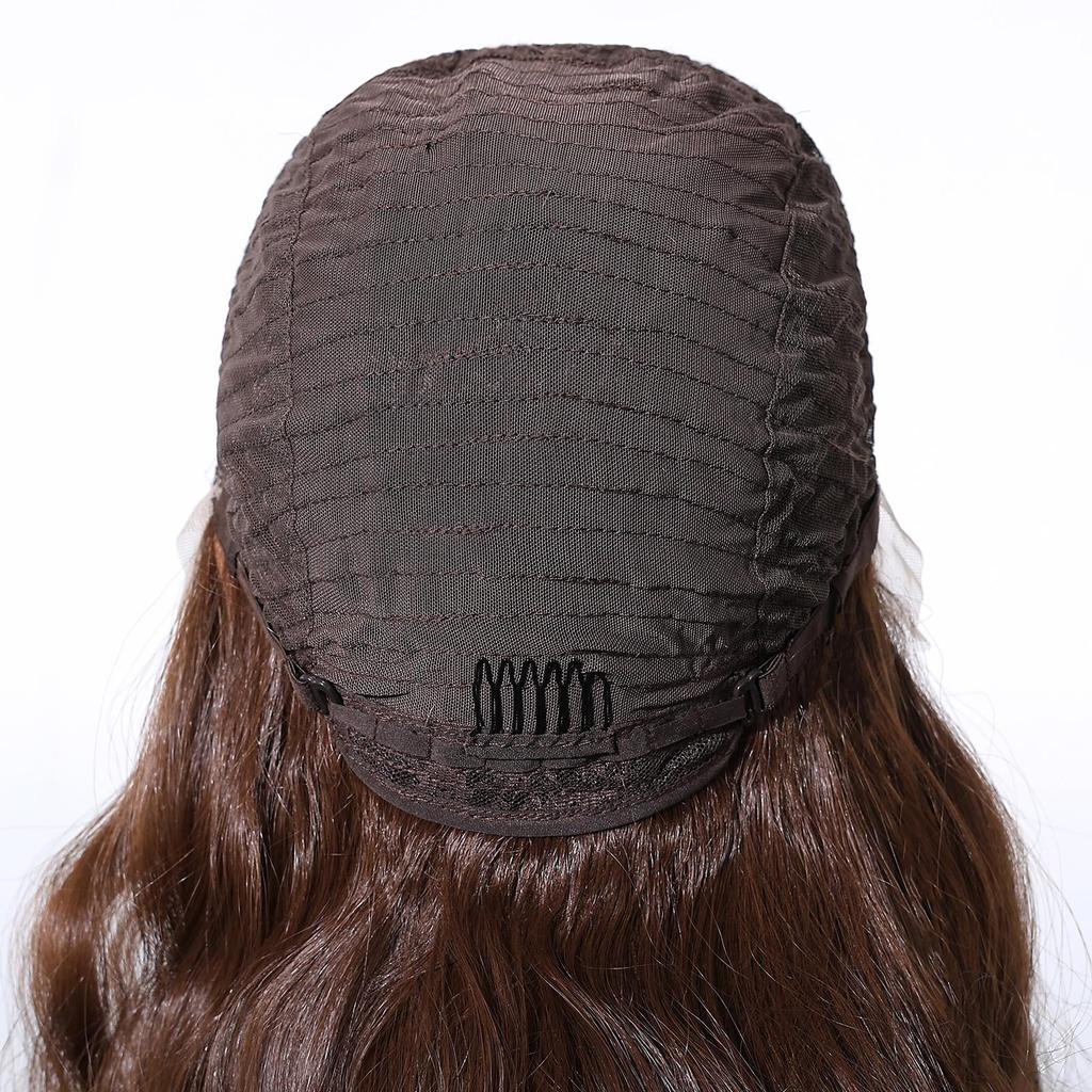 ALAN EATON Synthetic Front Lace Wig Red Brown Long Highlight Wave Middle Part Hair Synthetic Wigs Daily Party for Women
