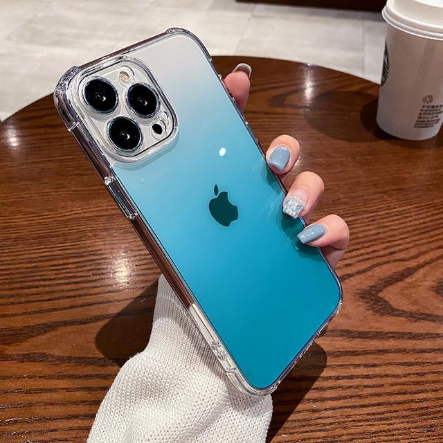 Прозрачный градиентный чехол цвета радуги для Iphone 13 12 11 Pro Max X Xr Xs, жесткий акриловый противоударный чехол с кристаллами, капа