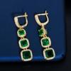 CMM Top Quality Yellow Gold Color Square Cubic Zirconia Drop Earrings