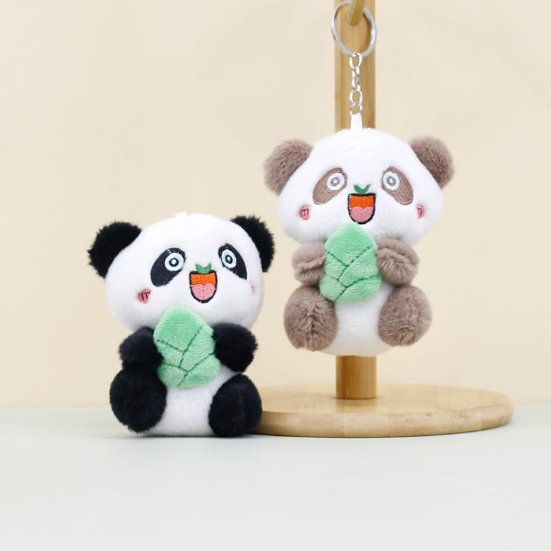 Cute Panda Stuffed Animal Keychain Soft Pp Cotton Plush 12 Cm Black Brown