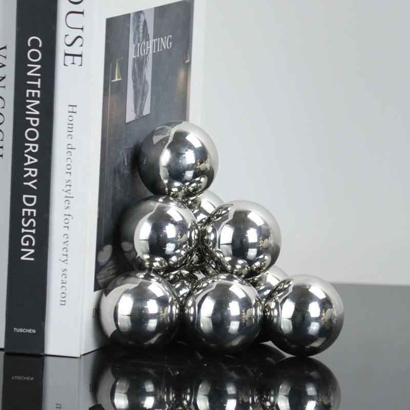 Modern Simple Stainless Steel Silver Bead Dot Bookshelf Ornaments Study Living Room Model Room Fashion Appliances Decorations