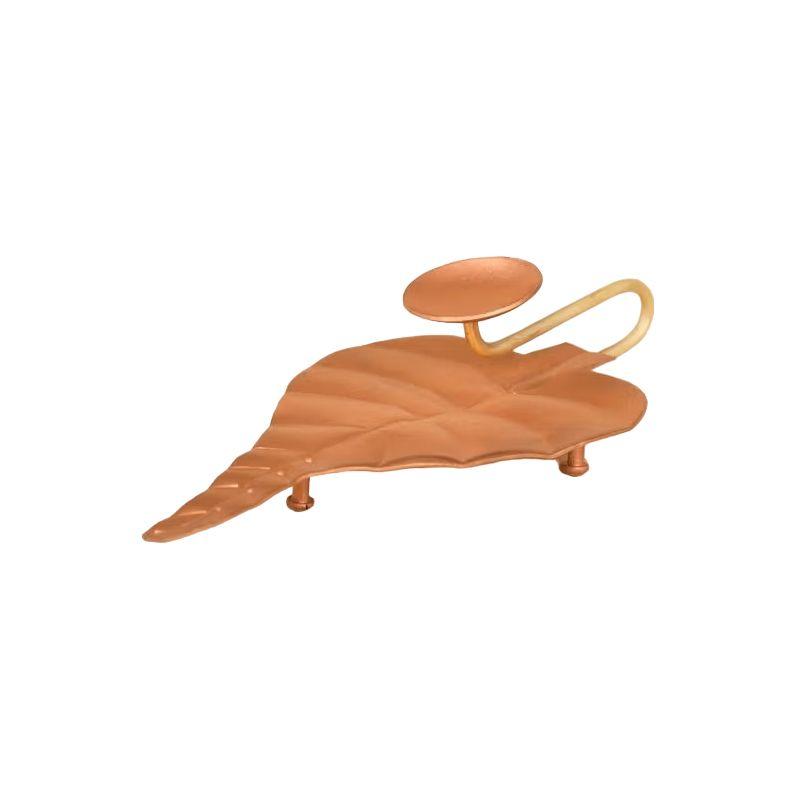 Медный подсвечник в форме листа, Copper Leaf Tea Light Holder, Isha Life