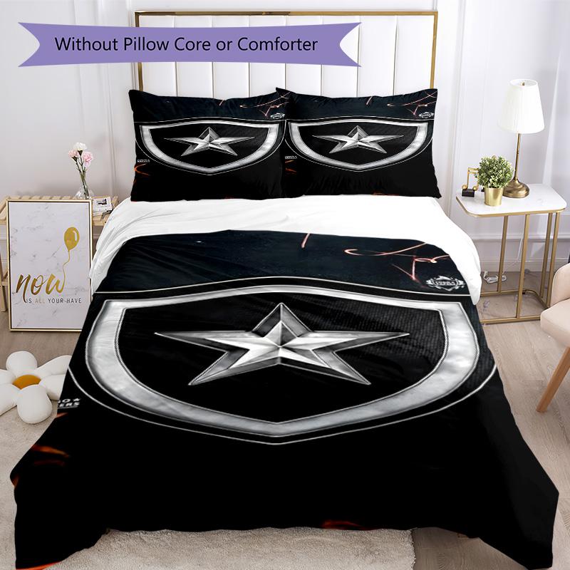 Shield With Star Emblem Printed Pattern Duvet Cover Set – includes 1 duvet cover and 2 matching pillowcases Bedroom decor Christmas gifts