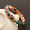Ethnic Gifts For Women Girl Peony Cloisonne Enamel Filigree Bracelet Accessories Jewelry Bangles