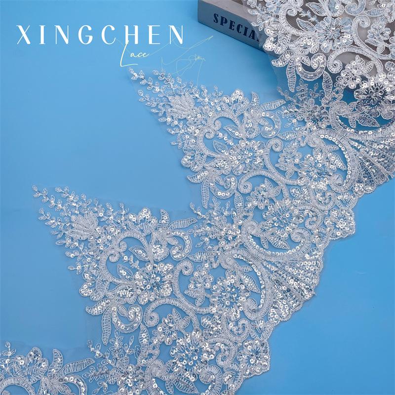 Car Bone Lace Bone Rope Embroidery Sequins Lace Three-In-One Computer Embroidery Beads Width 30Cm