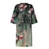 Women's Summer Casual Fashion Five-quarter Sleeve Printed V-Neck Loose Mid-Length Dress
