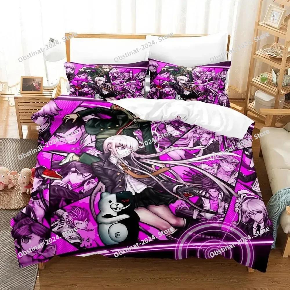 Модный Аниме Danganronpa Комплект Постельного Белья С Принтом Комплект Постельного Белья С Наволочкой Мягкое Покрывало Для Кровати Мягкое Односпальное Двуспальное Квин Супер Кинг-Сайз Размеры
