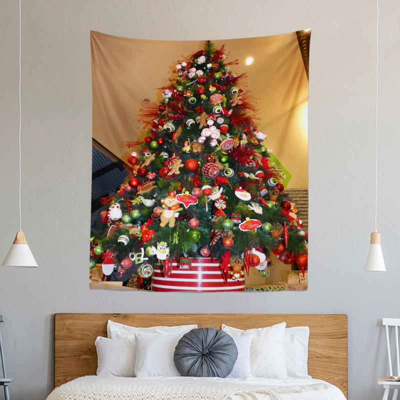 Christmas Tree Decoration Printed Pattern Tapestry Home Living Room Bedroom Wall Decoration Background Cloth Tapestry 230x180cm