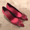 Grape Mother New 2025 Single Shoes Spring Women's French Banquet High Heels Women's Thin Heels High-end Red Wedding Shoes