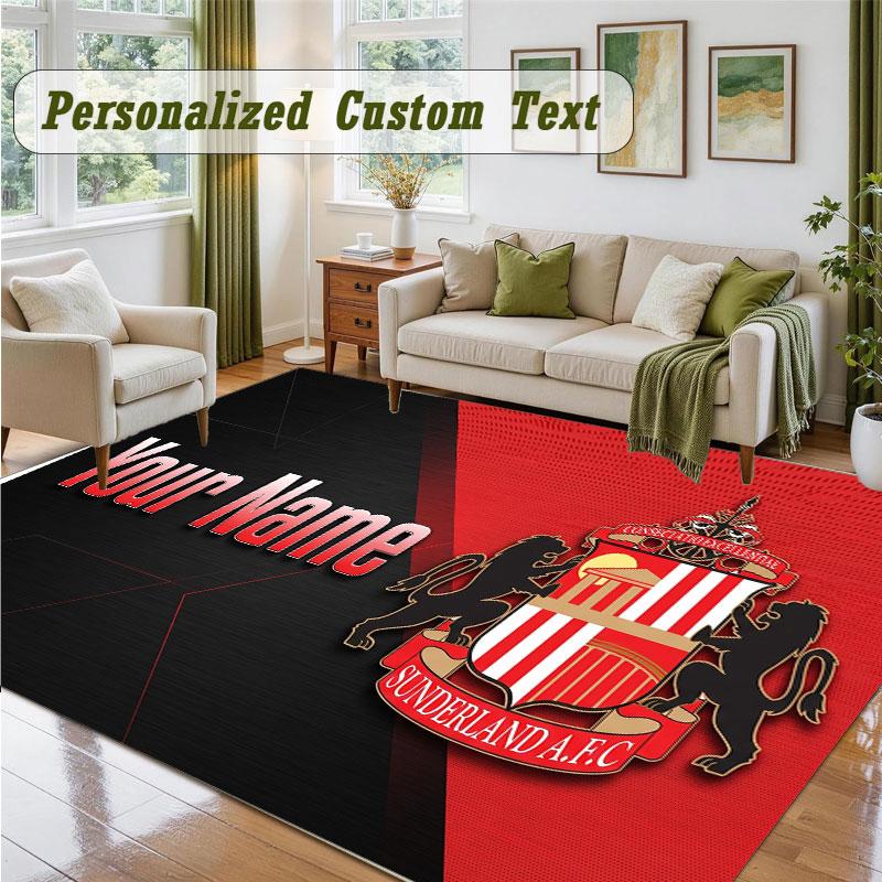 Crystal Velvet Square Rug Custom NameSunderland FC Pattern Non Slip Home Floor Decor Rug