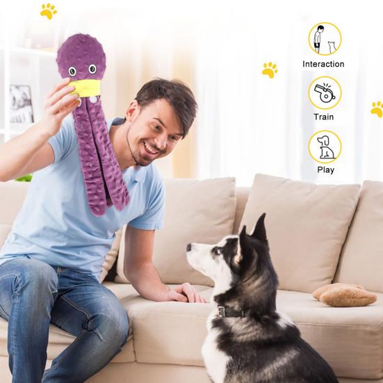 Большая пищащая игрушка для собак «Осьминог», интерактивная мягкая игрушка «Осьминог», неразрушимая игрушка для жевания и перетягивания каната в виде щенка для маленьких, средних и больших собак