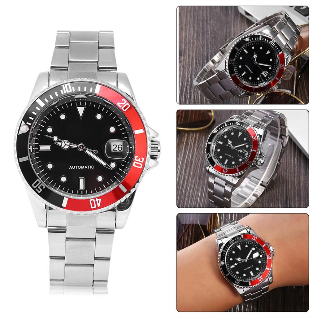 Winner Мужские автоматические механические часы с браслетом из нержавеющей стали наручные часы красного и черного цвета
