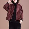 МОДА чистый хлопок новый бархат утолщенный литературный и ретро топ свободный большой размер тонкий клетчатый жакет женский короткий