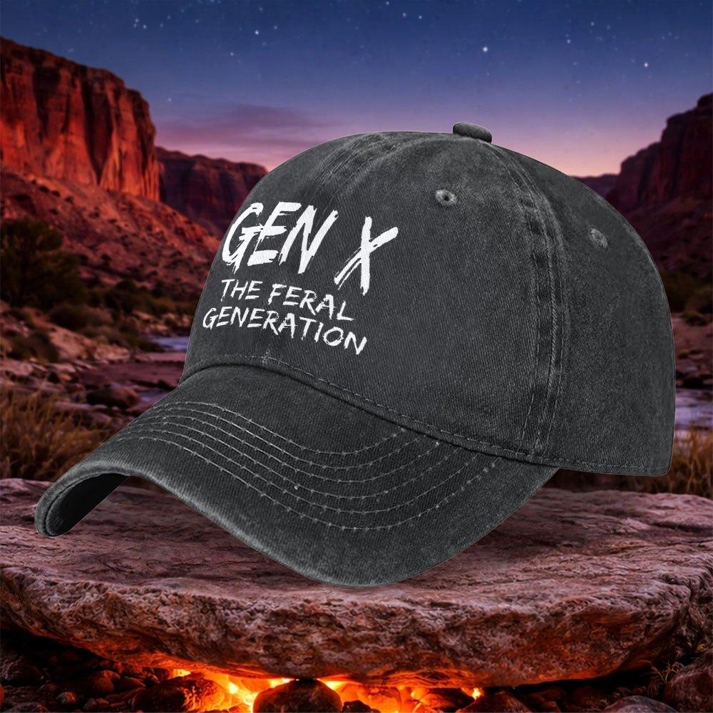 GEN X Retro Print Unisex Washable Baseball Cap Black Casual Outdoor Camping Hiking Travel Sports Fishing Basketball Rugby
