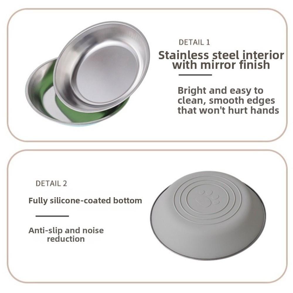 Wide Mouth Cat Food Bowls Anti-Tip Dog Food Dish Stainless Steel Dog Bowl Pet Drinking Feeding