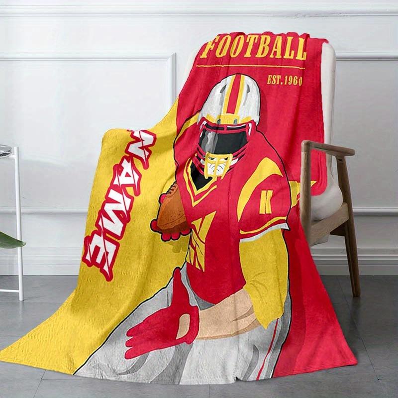 Red Rugby Uniform Customize Your Name Blanket Warm Comfortable And Soft Blankets Are Suitable For Home Chairs Office Sofas Sofas Office Camping And