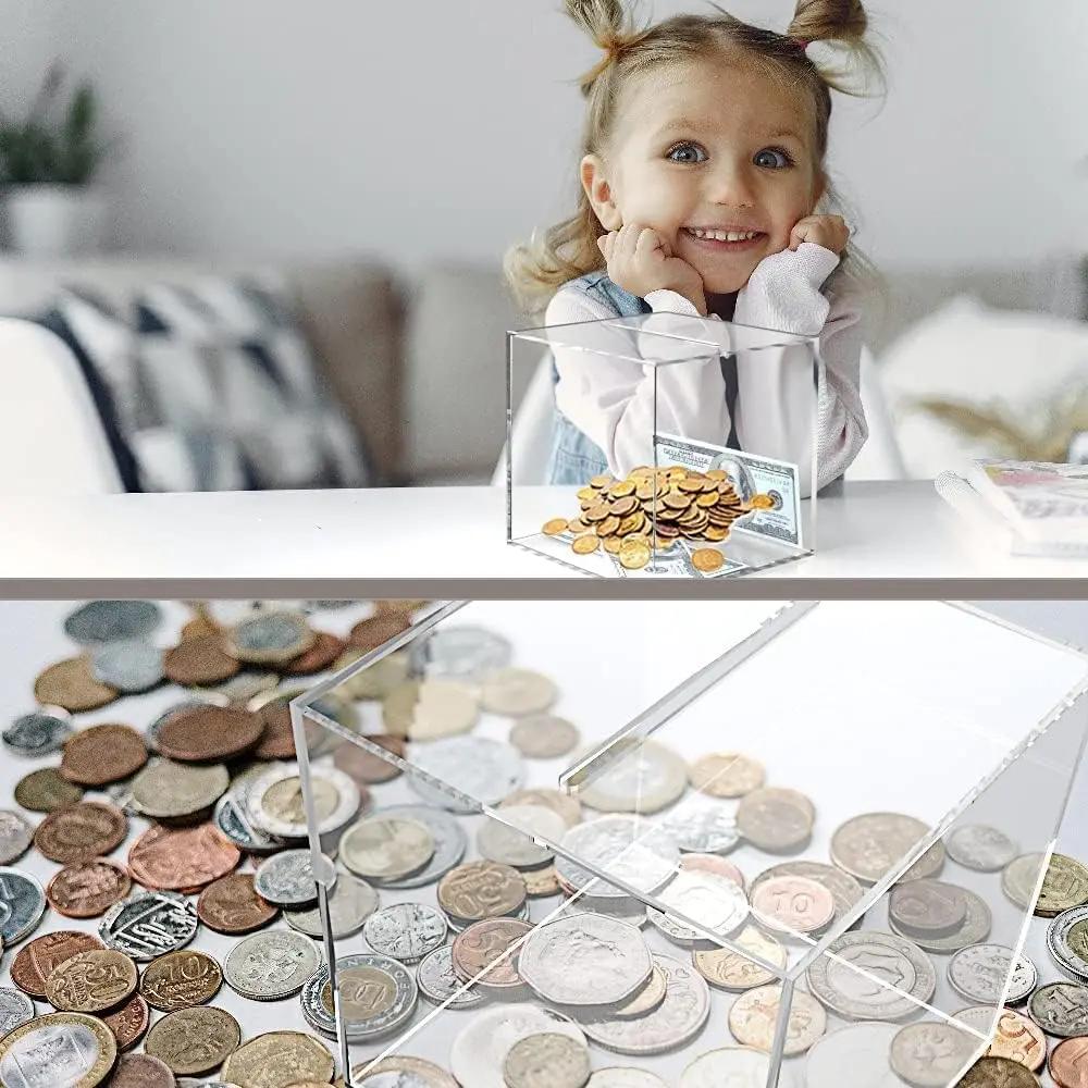 Копилки для взрослых (Модернизированная версия), Прозрачная акриловая копилка для денег, которую можно открыть, можно сохранить только то, что нельзя взять
