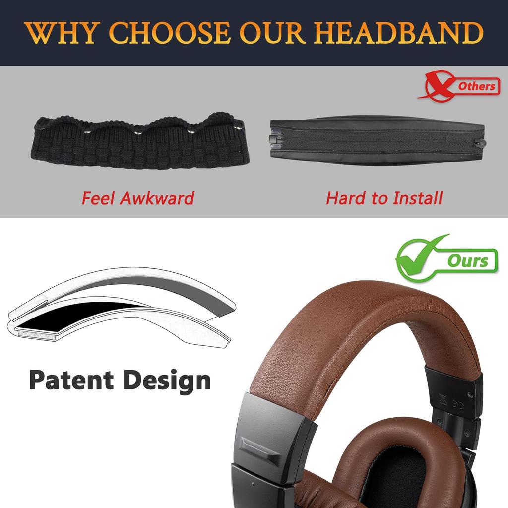 SOULWIT Чехол для оголовья для Audio Technica ATH M40X Защитный чехол для наушников из протеиновой кожи Сменный ремонтный ремешок для головы Сменная лента Кофе M40,