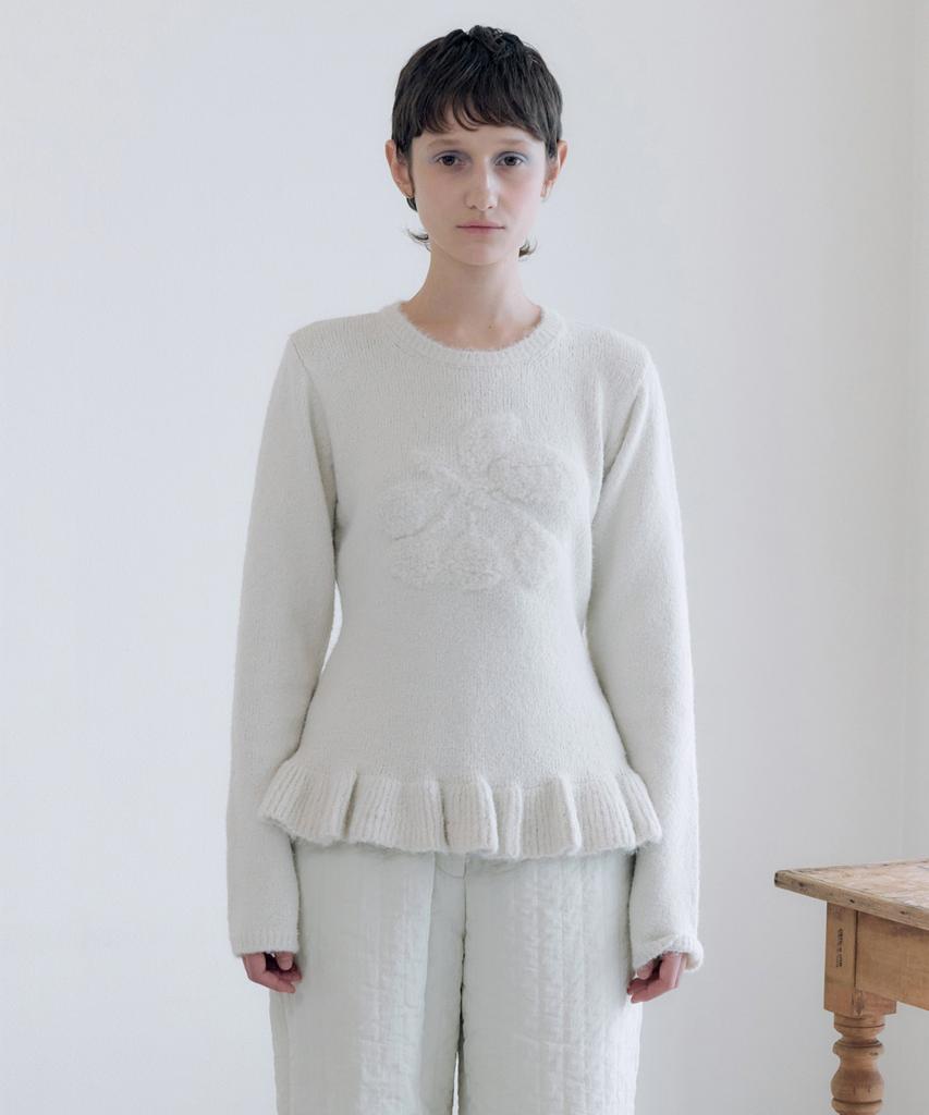 SINOON Berry Frill Pullover Knit (Ivory)
