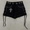Y2K Summer Women's High Street Gothic Cross Hot Stamped Design Shorts