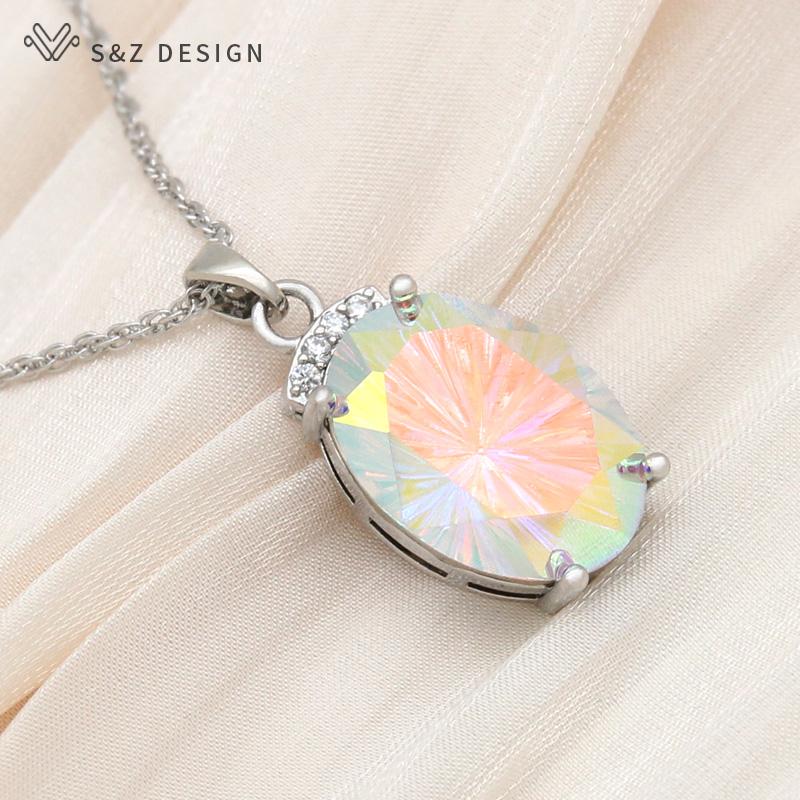 Модное роскошное ожерелье цвета розового золота с большим овальным кристаллом для женщин, свадебное элегантное ювелирное изделие с кубическим цирконием