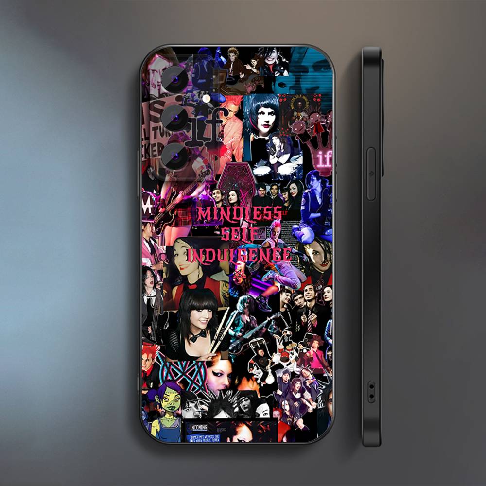 E-EmMindless Self I-Indulgenc Phone Case For Samsung S 25,24,23,22,30,21,10,9,Ultra,Plus,Lite,FE,4,5 G Soft Black Case
