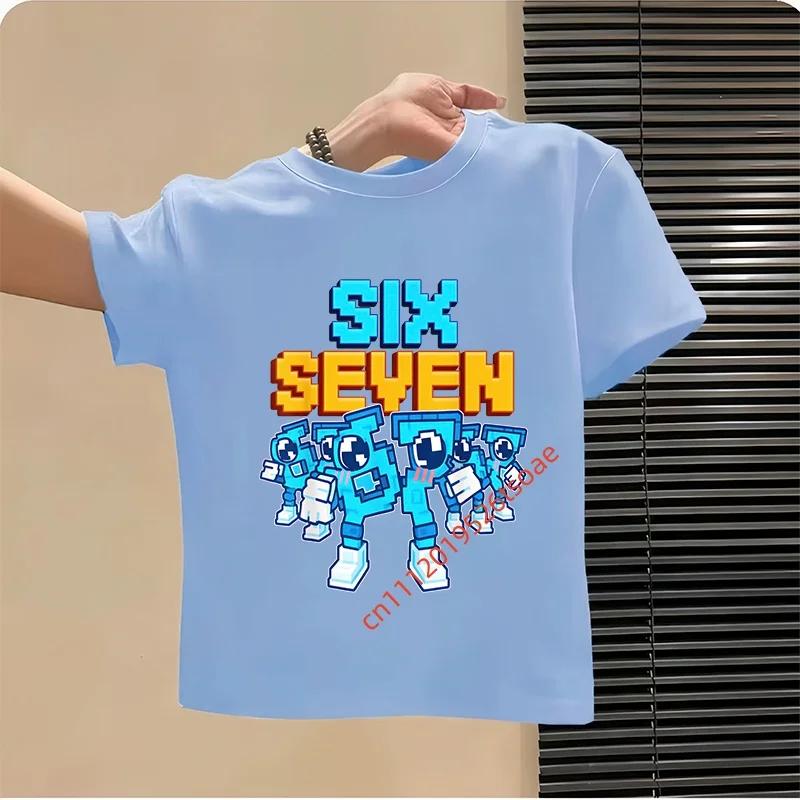 Смешная Six Seven Итальянская Brainrot 67 Графический Принт Число Футболка МальчикДевочка Летняя Короткий Рукав Детская Свободная Удобная Футболка Топ