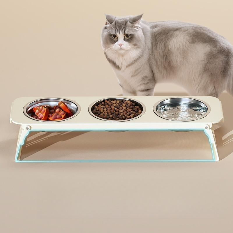 Foldable Stainless Steel Cats Feeder Anti-spill Multi-combination Pet Bowl Protect Neck Dogs Food Drinking Bowl Pets Accessories