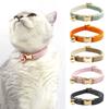 Cat Collar Velvet Solid Color Pet Chocker Necklace with Bell Adjustable Neck