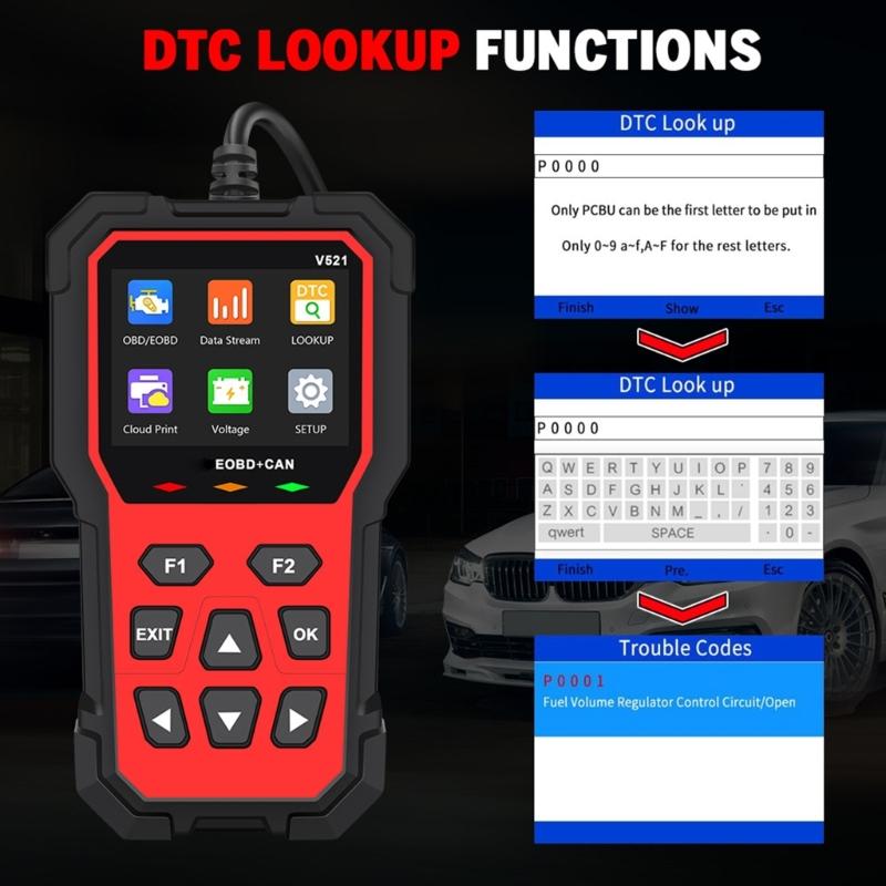 Многофункциональный OBD-сканер-тестер V521 для диагностики автомобилей, подходит для чтения кодов неисправностей двигателя, быстрого обнаружения ошибок