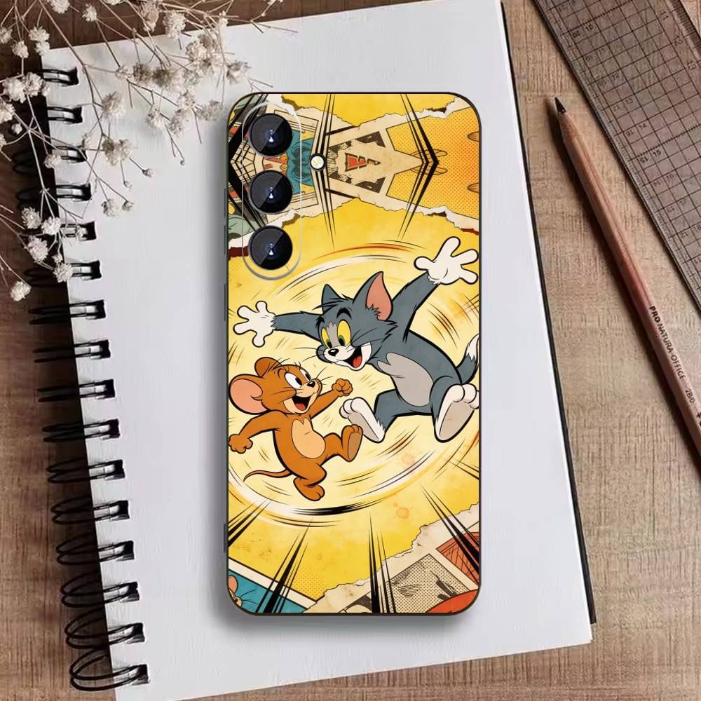 Чехол для телефона L-Tom And J-Jerry для Samsung Galaxy A73, A21s, A22, A31, A52, A53, A71, A41 Мягкий черный корпус