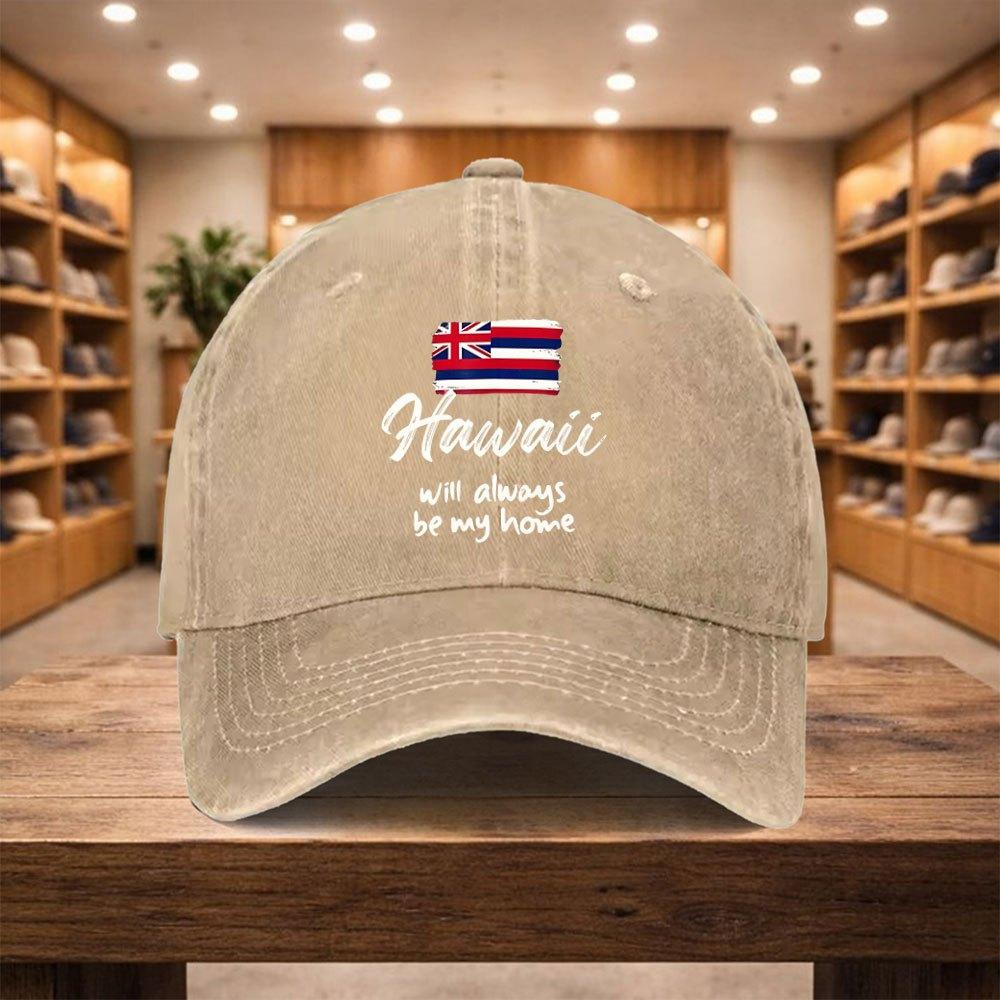 pc HawaiianThemed Baseball Cap Adjustable Snapback Hat with Hawaii Will Always Be My Home Print Lightweight Unisex Cap Sui