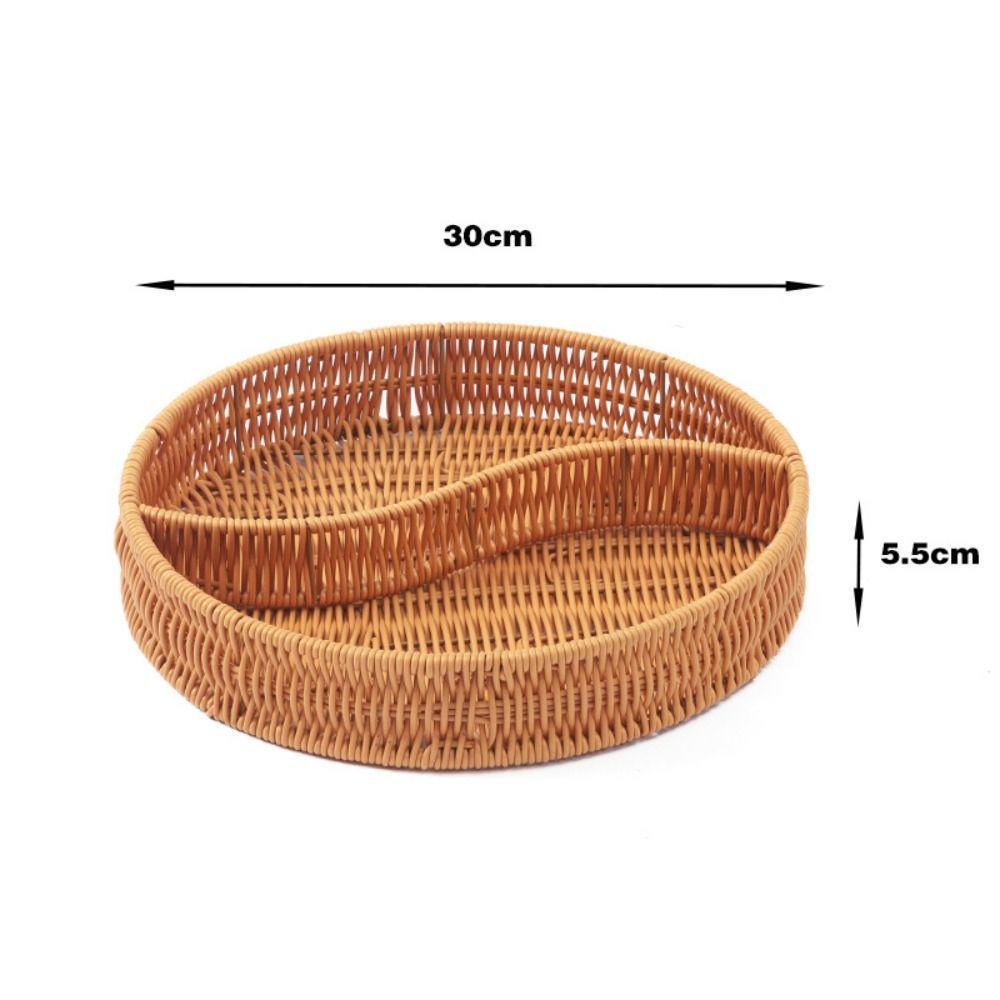 Hardness Rattan Wicker Woven Serving Baskets Khaki Restaurant Serving Tabletop Display
