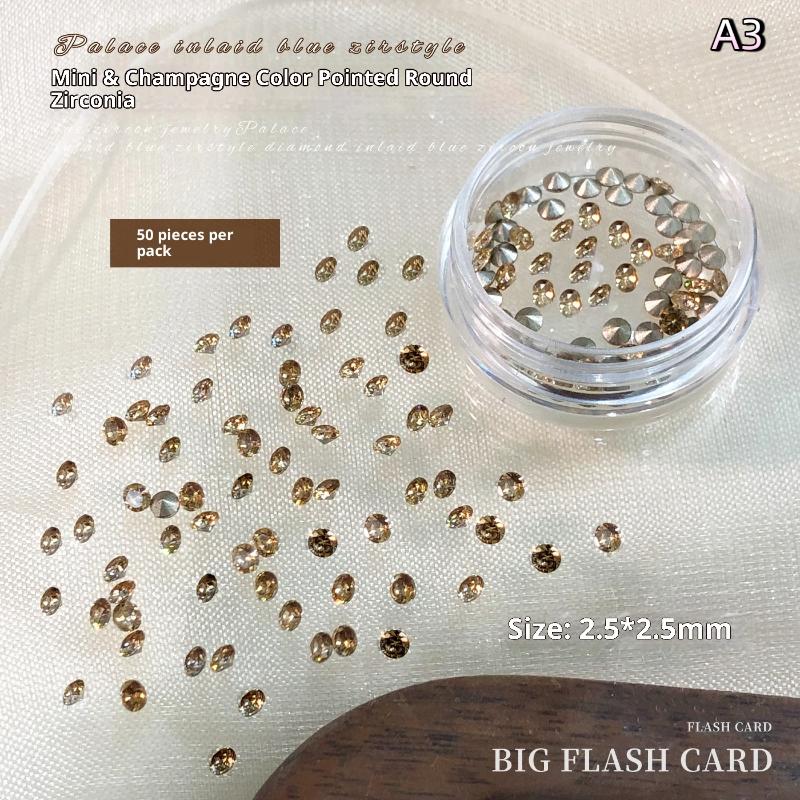 Круглые цирконы для ногтей Искрящийся цвет шампанского Шармы для ногтей Арт-стразы 5A Декоративные аксессуары для DIY