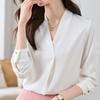 Office Lady White Long Sleeve Womens Shirts Fashion Chiffon V Neck Women Blouse Elegant Female Clothing Woman Tops 29465