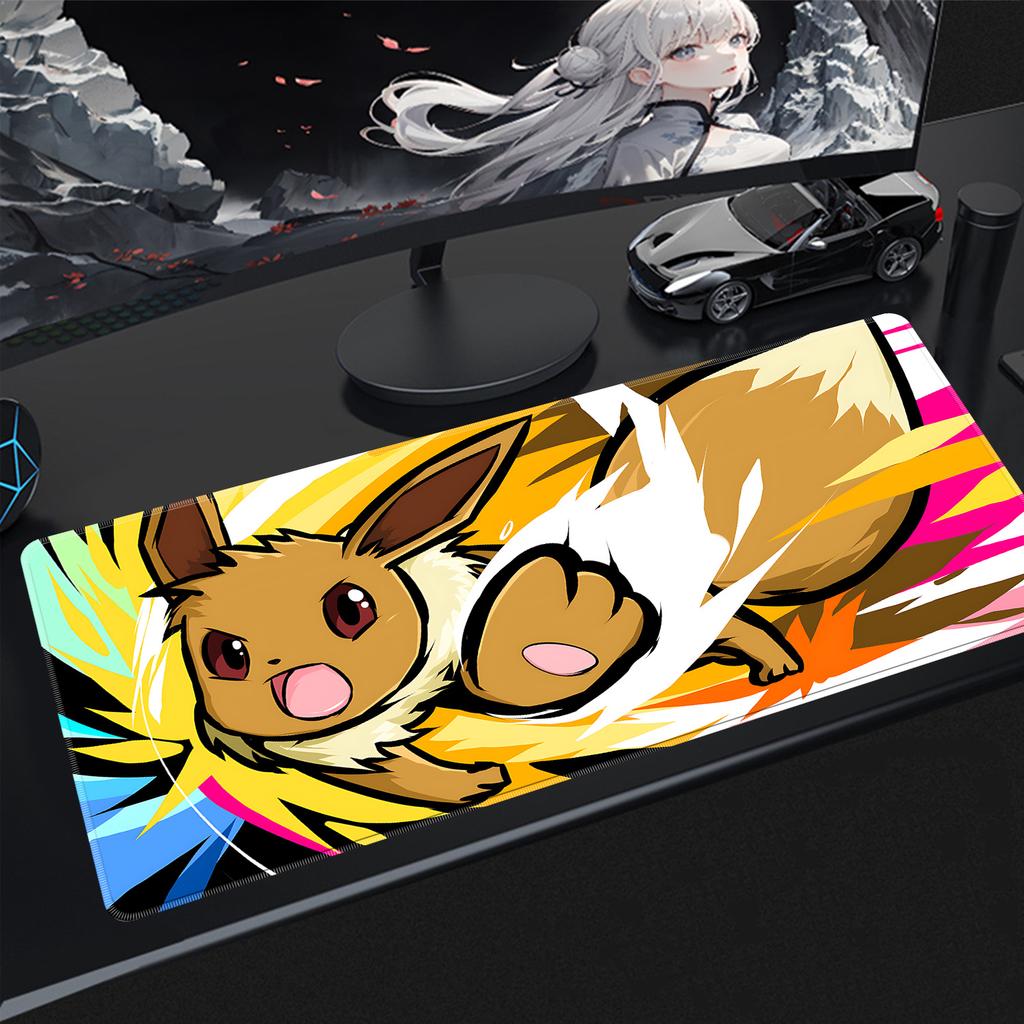Kawaii Japan Anime Mouse Pad PC Colorful Eevee Gamer Cabinet Mousepad HD Keyboard Rug Laptop Gaming Rubber Desk Mat